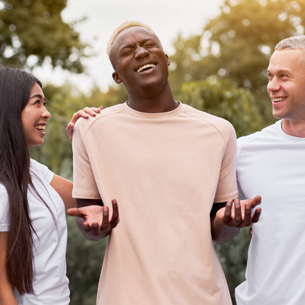 Multi-ethnic group people teenage friends. African-american, asian, caucasian student spending time together Multiracial friendship